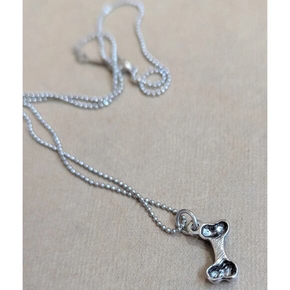 18K Gold Plated Dog Bone Necklace Rhinestone Charm Pet Lover Y2K - Picture 5 of 10